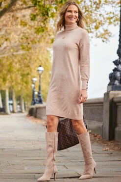 Francesca Taupe Suede Stiletto Heel Knee High Boots -Opal & Oak Store web 2310 11 s22dk700nl0001 11 034 1