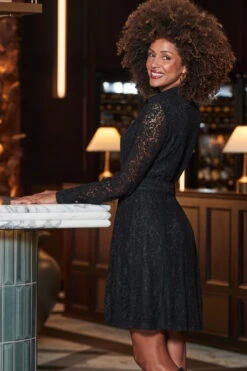 Black Lace Fit & Flare Shirt Dress -Opal & Oak Store web 2310 16 a23dw092bk0001 16 112