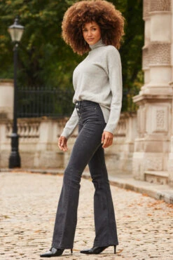 Charcoal Grey Button Front Kick Flare Jeans -Opal & Oak Store web 2310 25 a22bd024gy0016 a23tk107gy004m 25 013