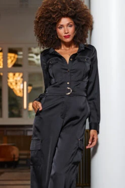 Black Satin Wide Leg Utility Jumpsuit 9 Black Satin Wide Leg Utility Jumpsuit -Opal & Oak Store web 2310 26 a23jw008bk0001 26 107