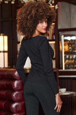 Black Diamante Trim Square Neck Top -Opal & Oak Store web 2310 34 a23tj001bk0001 s23bj001bk0001 34 114