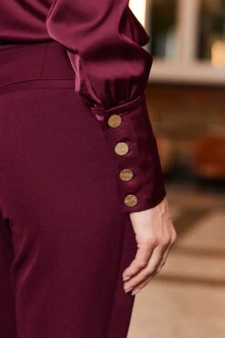 Burgundy Satin Cowl Neck Top -Opal & Oak Store web 2310 44 a23tw058rd0039 a23bw002rd0011 44 119