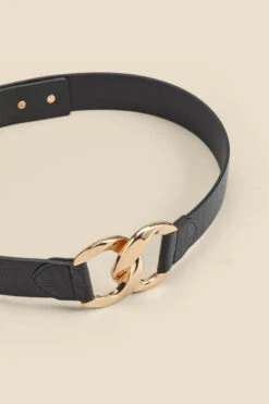 Black Croc Leather Waist Belt With Gold Clasp 8 Black Croc Leather Waist Belt With Gold Clasp -Opal & Oak Store web 2310 box a23ac042bk0001 b