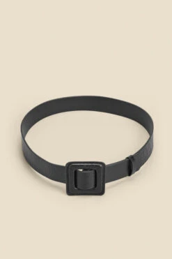 Black Croc Leather Belt With Buckle -Opal & Oak Store web 2310 box a23ac044bk0001 a