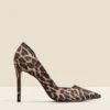 Leopard Print Cut Out Detail Stiletto Heel Court Shoes