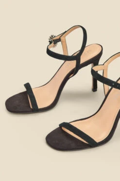 Black Suede Diamante Buckle Square Toe Sandal -Opal & Oak Store web 2310 box a23fw082bk0001 d