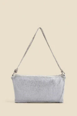 Silver Rhinestone Knot Detail Bag