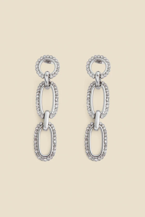 Silver Diamante Chain Link Drop Earrings 1 Silver Diamante Chain Link Drop Earrings