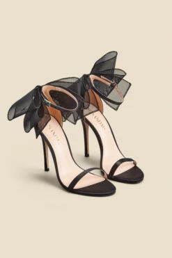 Black Stunning Bow Detail Stiletto Sandal -Opal & Oak Store web 2311 box a23fw085bk0001 b