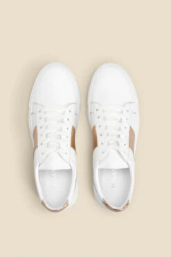 India Gold Side Stripe Detail Leather Trainers -Opal & Oak Store web 2505 box s23fw029mc0003 c
