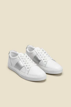 India Silver Side Stripe Detail Leather Trainers -Opal & Oak Store web 2505 box s23fw029mc0005 b rc