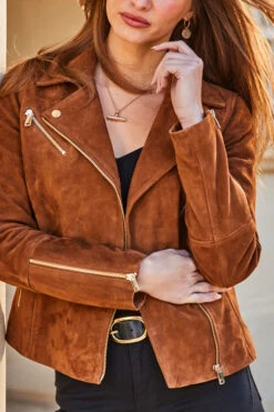 Tan Suede Biker Jacket -Opal & Oak Store web 26 s23ol011bn0004 185