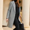 Black & White Herringbone Wool Mix Coat