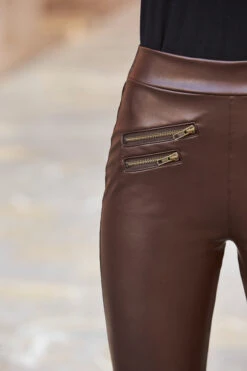 Chocolate Brown Leather Look Premium Leggings -Opal & Oak Store web 38 s20tk140bn sa18tr01pt 266