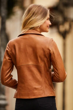 Tan Leather Biker Jacket -Opal & Oak Store web 42 sa17or01bn 088