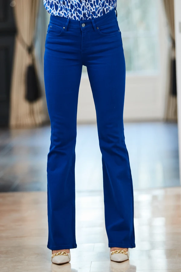 Cobalt Blue Kick Flare Jeans 2 Cobalt Blue Kick Flare Jeans - Image 2