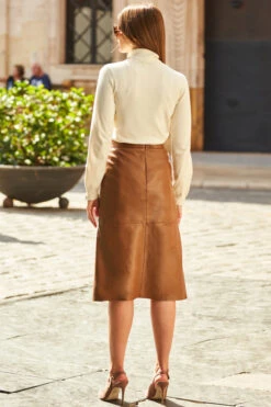 Tan Leather A-Line Skirt With Pockets 9 Tan Leather A-Line Skirt With Pockets -Opal & Oak Store web 63 a20tk008nl0001 s22tj205bk0001 326 1