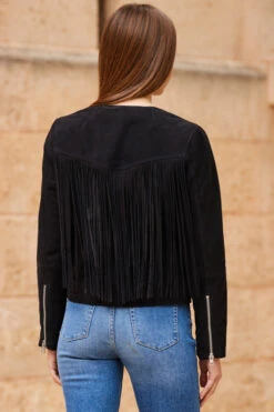 Black Suede Fringed Jacket -Opal & Oak Store web 63 s23op002bk0001 242