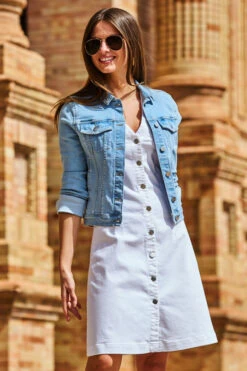 White Silver Button Front Sleeveless Denim Dress -Opal & Oak Store web 71 s20dd050we0001 177