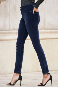 Midnight Blue Velvet Skinny Jeans