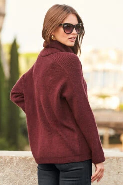 Wine Roll Neck Super Soft Knitted Jumper -Opal & Oak Store web 81 a22op004bk0001 s21tk375rd0011 429 black jeans rt