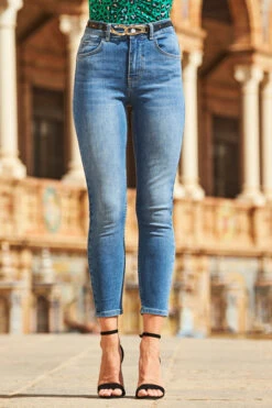 Mid Blue Cropped Perfect Skinny Jeans -Opal & Oak Store web 82 s22tj138gran01 s22bd200be0010 199