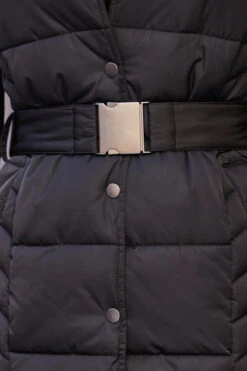 Black Faux Fur Trim Belted Padded Gilet With Hood -Opal & Oak Store web 85 s23ow007bk0001 208