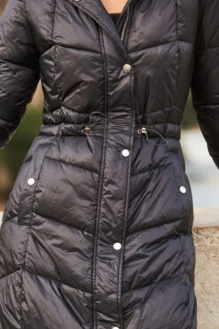 Black Longline Padded Coat With Hood -Opal & Oak Store web 87 a22ow012bk0001 247