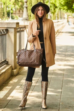 Camel Faux Wool Notch Neck Coat -Opal & Oak Store web 90 a22ow008bn0002 049 1