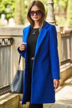 Cobalt Blue Single Breasted Coat -Opal & Oak Store web 91 a22ow007be0001 s21ac024blan01 047