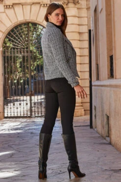 Black Luxe Tweed Biker Jacket -Opal & Oak Store web 92 a22ow025bk0001 237