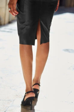 Black Zip Detail Leather Dress -Opal & Oak Store web 94 s22dl021bk0001 179 rc