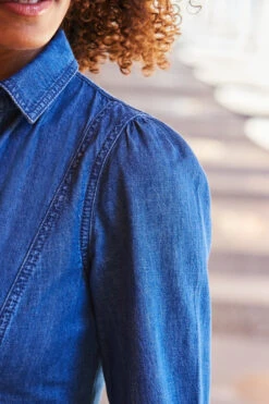 Mid Blue Popper Front Belted Denim Midi Dress -Opal & Oak Store web 97 a22dd001be0010 040