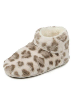 Natural Leopard Print Totes Faux Fur Boot Slippers -Opal & Oak Store web a23fw103nlbn01 3