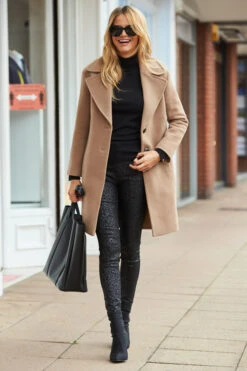 Black Textured Leopard Print Coated Skinny Jeans -Opal & Oak Store web a19ow007 5775225 1