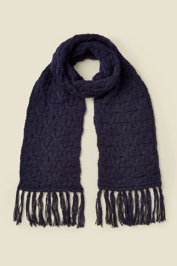 Bella Navy Blue Chunky Knitted Scarf 1 Bella Navy Blue Chunky Knitted Scarf