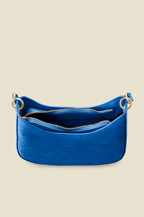 Cobalt Blue Croc Faux Leather Shoulder Bag 4 Cobalt Blue Croc Faux Leather Shoulder Bag - Image 4