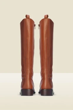 Luna Tan Leather Flat Knee High Boot -Opal & Oak Store web a21fw026bn b