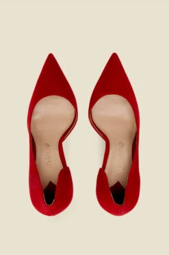Isla Red Suede Cut Out Detail Stiletto Court Shoe -Opal & Oak Store web a21fw055rd0017 3