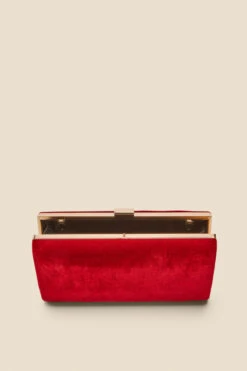 Red Velvet Clasp Detail Box Clutch Bag -Opal & Oak Store web a22ac001rd c