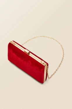 Red Velvet Clasp Detail Box Clutch Bag -Opal & Oak Store web a22ac001rd d