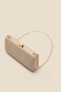 Champagne Gold Clasp Detail Box Clutch Bag -Opal & Oak Store web a22ac002cm d