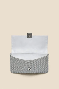 Silver Embellished Clasp Detail Soft Clutch Bag -Opal & Oak Store web a22ac004mc c