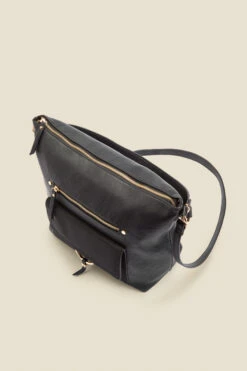 Black Large Hoop Clasp Shoulder Bag With Pocket Detail -Opal & Oak Store web a22ac005 c