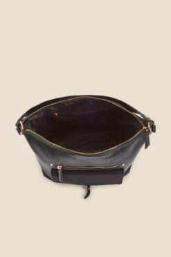 Black Large Hoop Clasp Shoulder Bag With Pocket Detail -Opal & Oak Store web a22ac005 d