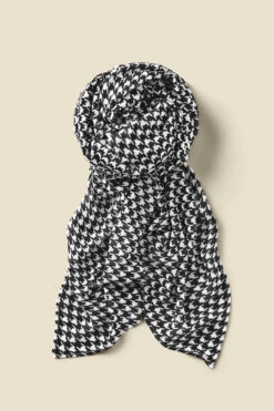 Black & White Dogtooth Print Scarf 8 Black & White Dogtooth Print Scarf -Opal & Oak Store web a22ac012bk a