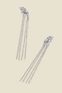 Silver Rhinestone Detail Diamante Drop Earrings -Opal & Oak Store web a22ac026 b