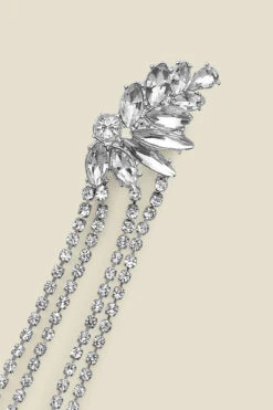 Silver Rhinestone Detail Diamante Drop Earrings -Opal & Oak Store web a22ac026 c