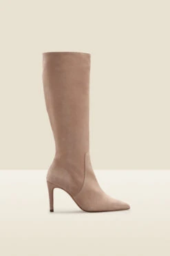 Francesca Taupe Suede Stiletto Heel Knee High Boots