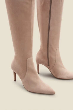 Francesca Taupe Suede Stiletto Heel Knee High Boots -Opal & Oak Store web a22fw010bn c